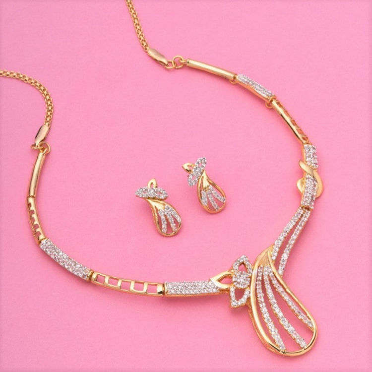 Estele Gold Plated CZ Mango Leaf 