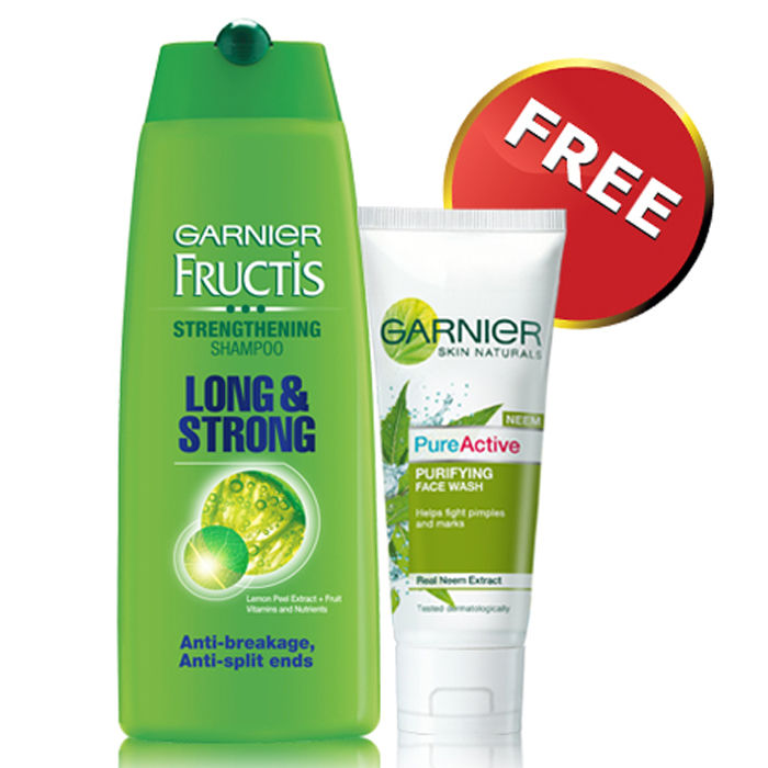 Buy Garnier Fructis Long & Strong Shampoo (340 ml)+ Free Garnier Pure Active Neem Face Wash (100