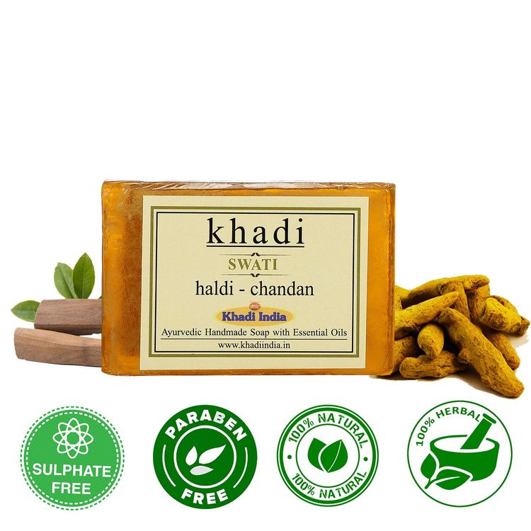 Buy Khadi HaldiChandan Soap 125 g By Swati Gramodyog online at purplle